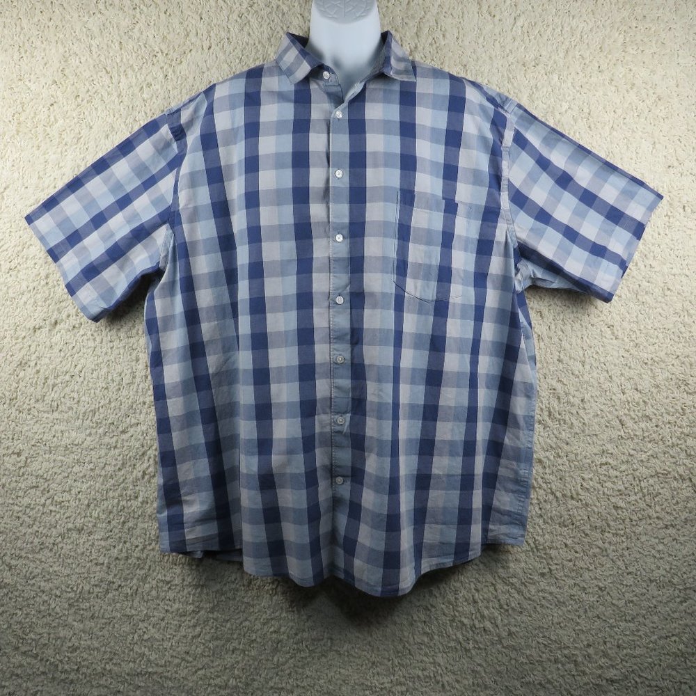 Claiborne* Men's Short Sleeve Button Down Curved‎ Hem Pocket Plaid Shirt~ 3XLT